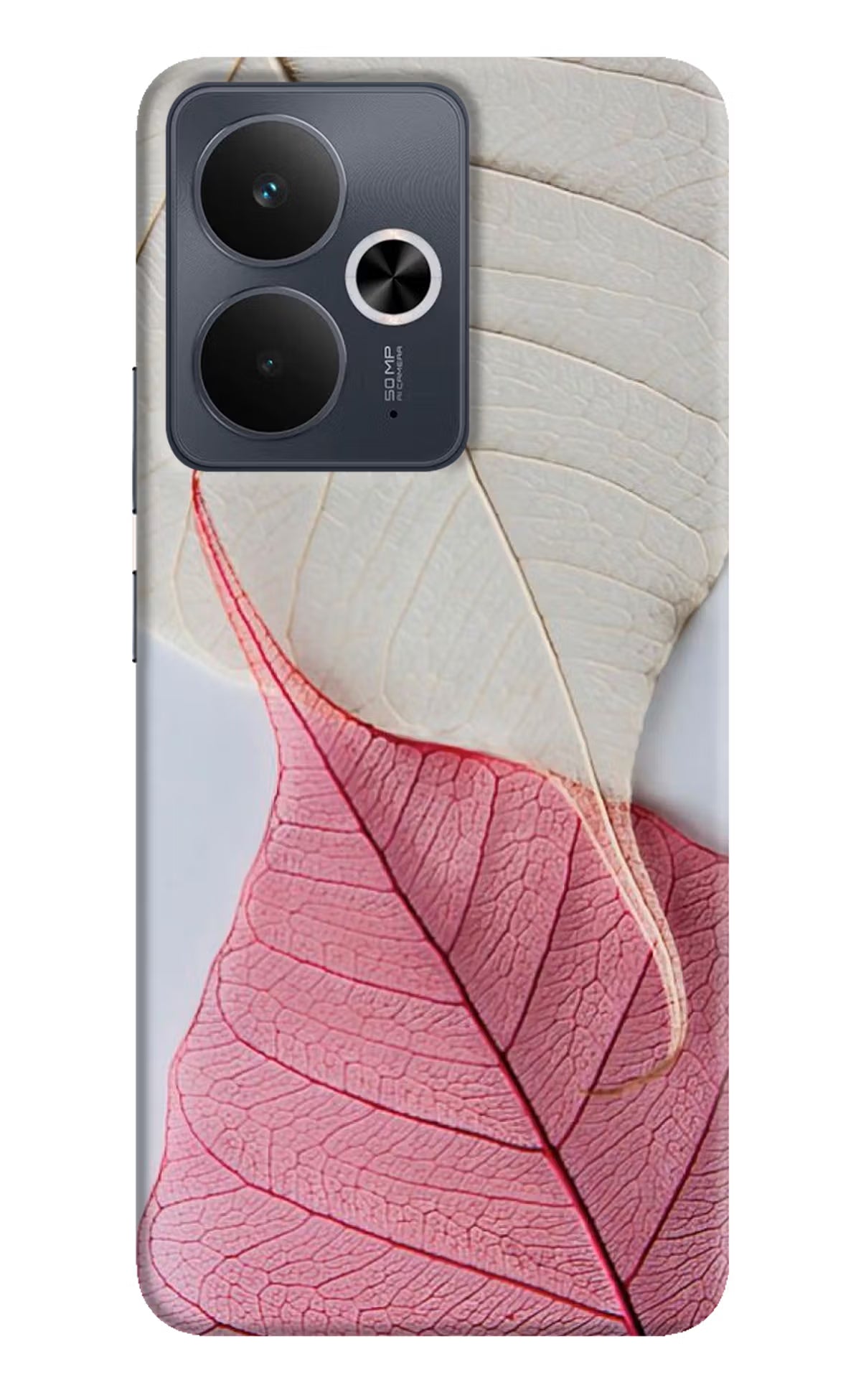 White Pink Leaf Realme 14T 5G Hard Case Back Cover by Casekaro