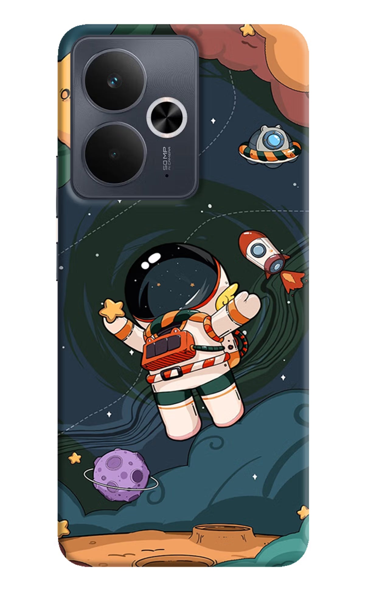 Cartoon Astronaut Realme 14T 5G Hard Case Back Cover by Casekaro