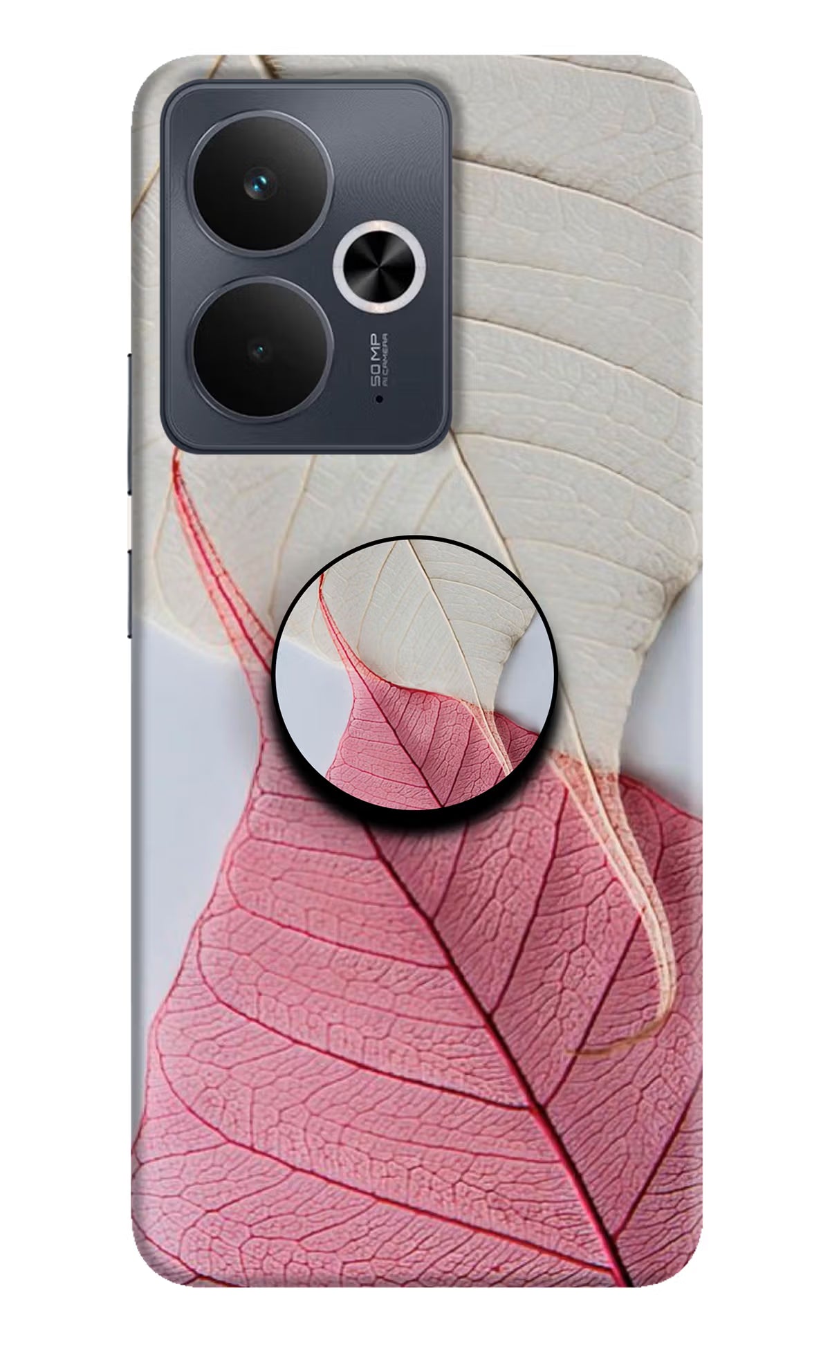 White Pink Leaf Realme 14T 5G Pop Case by Casekaro