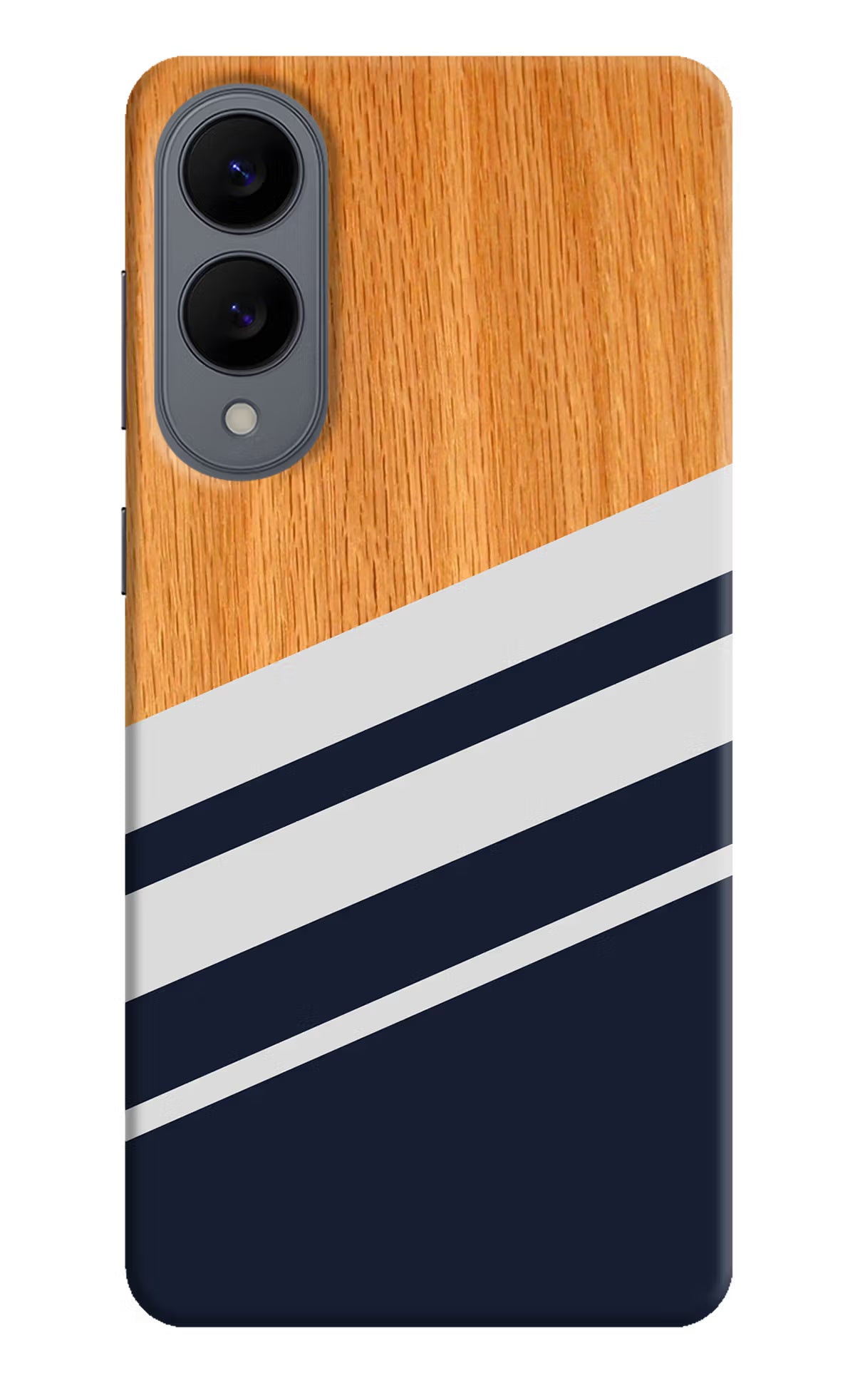 Blue and white wooden Samsung S25 Edge Hard Case Back Cover by Casekaro
