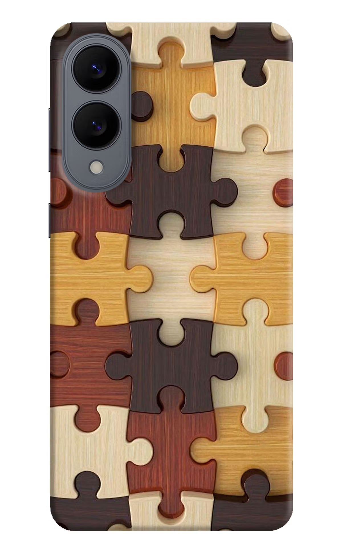 Wooden Puzzle Samsung S25 Edge Hard Case Back Cover by Casekaro