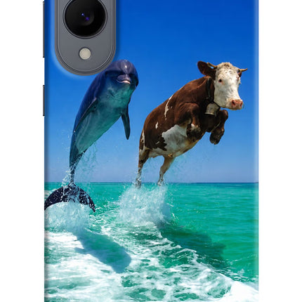Dolphin vs Cow Samsung S25 Edge Hard Case Back Cover by Casekaro