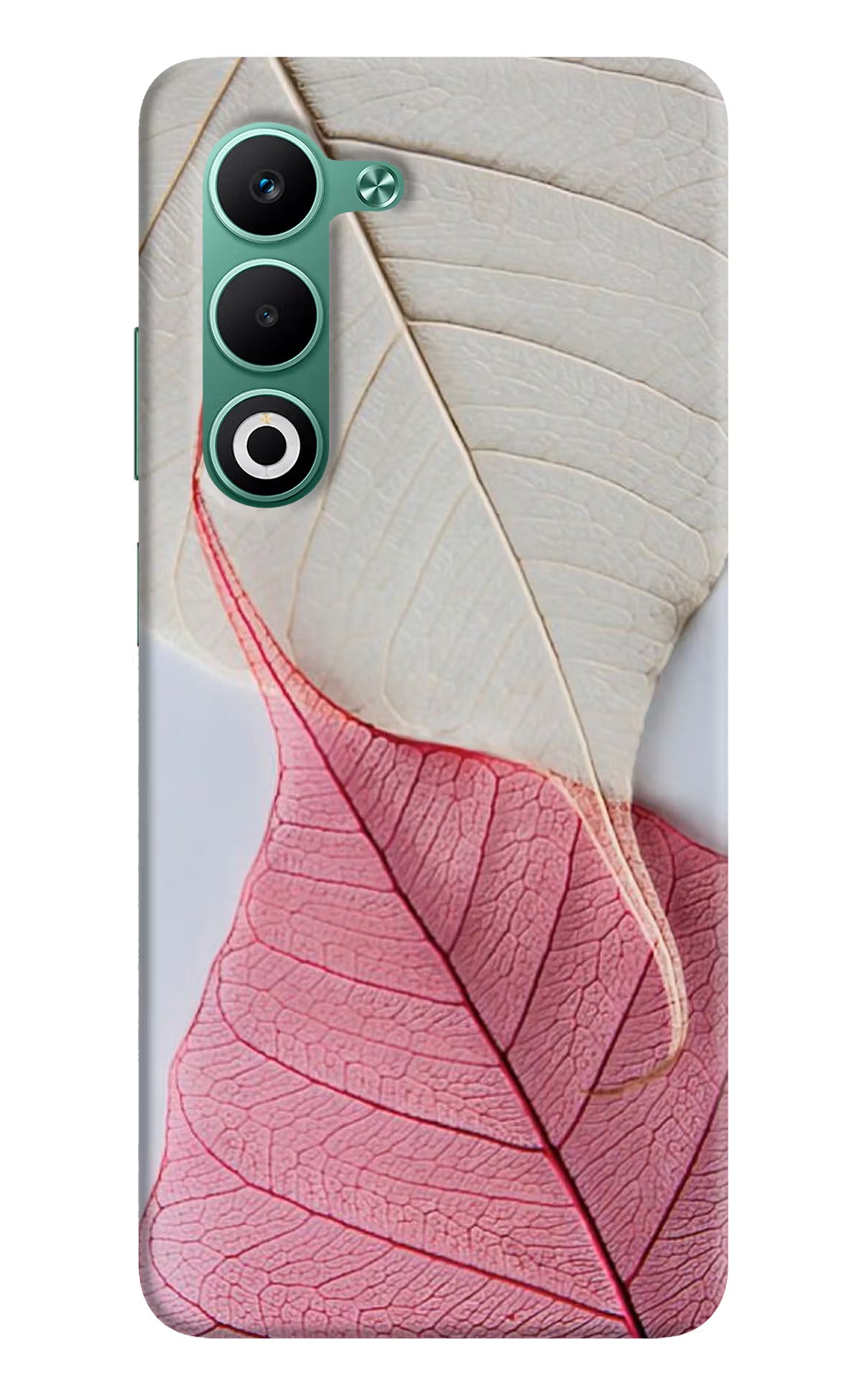 White Pink Leaf Oppo A5 5G Hard Case Back Cover by Casekaro