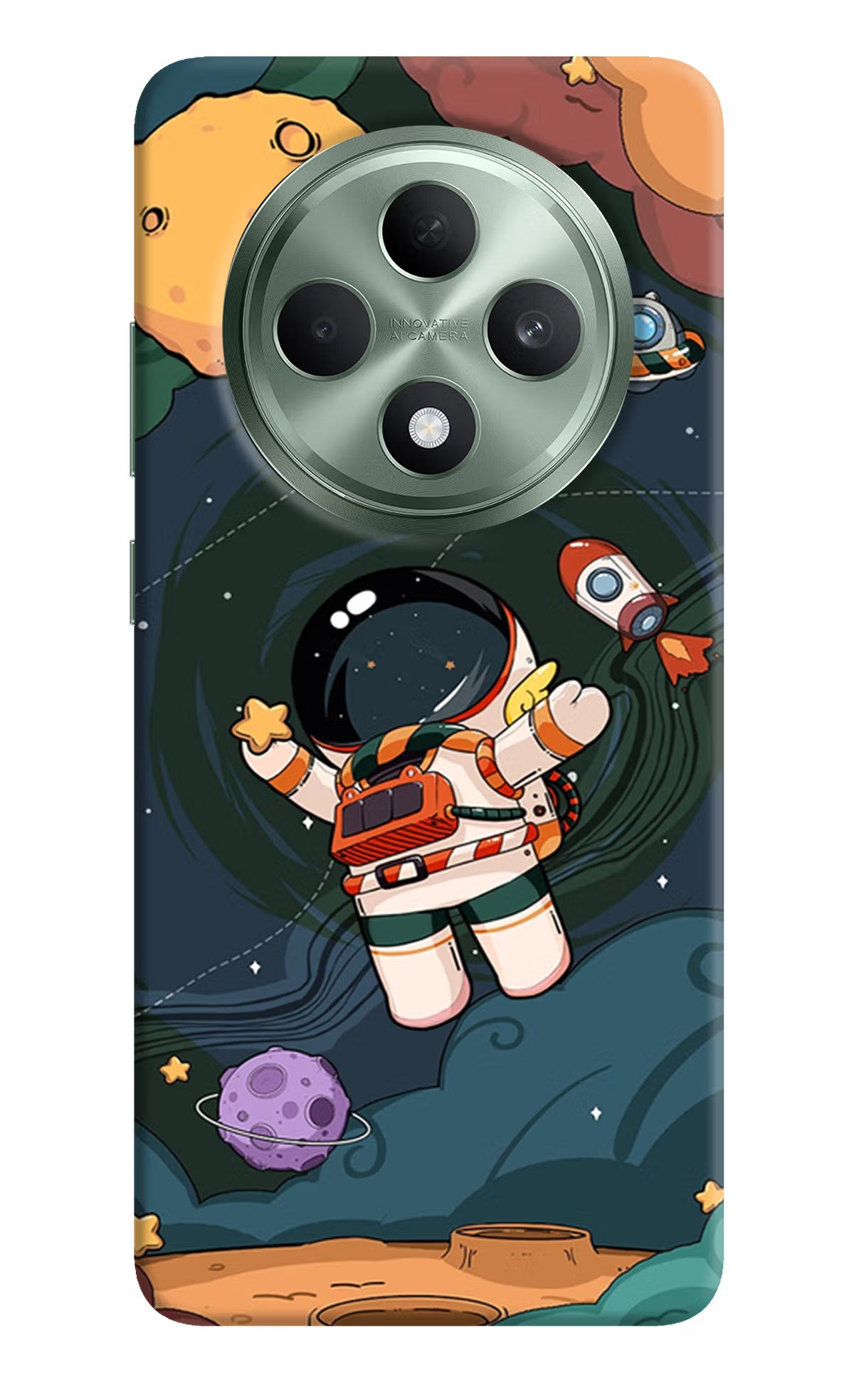 Cartoon Astronaut Oppo F27 5G Hard Case Back Cover by Casekaro