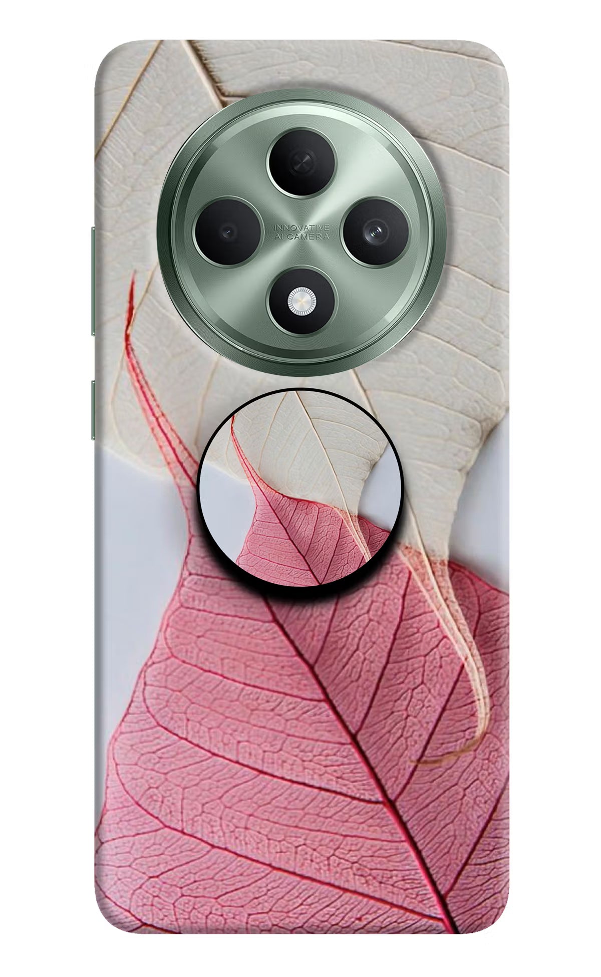 White Pink Leaf Oppo F27 5G Pop Case by Casekaro