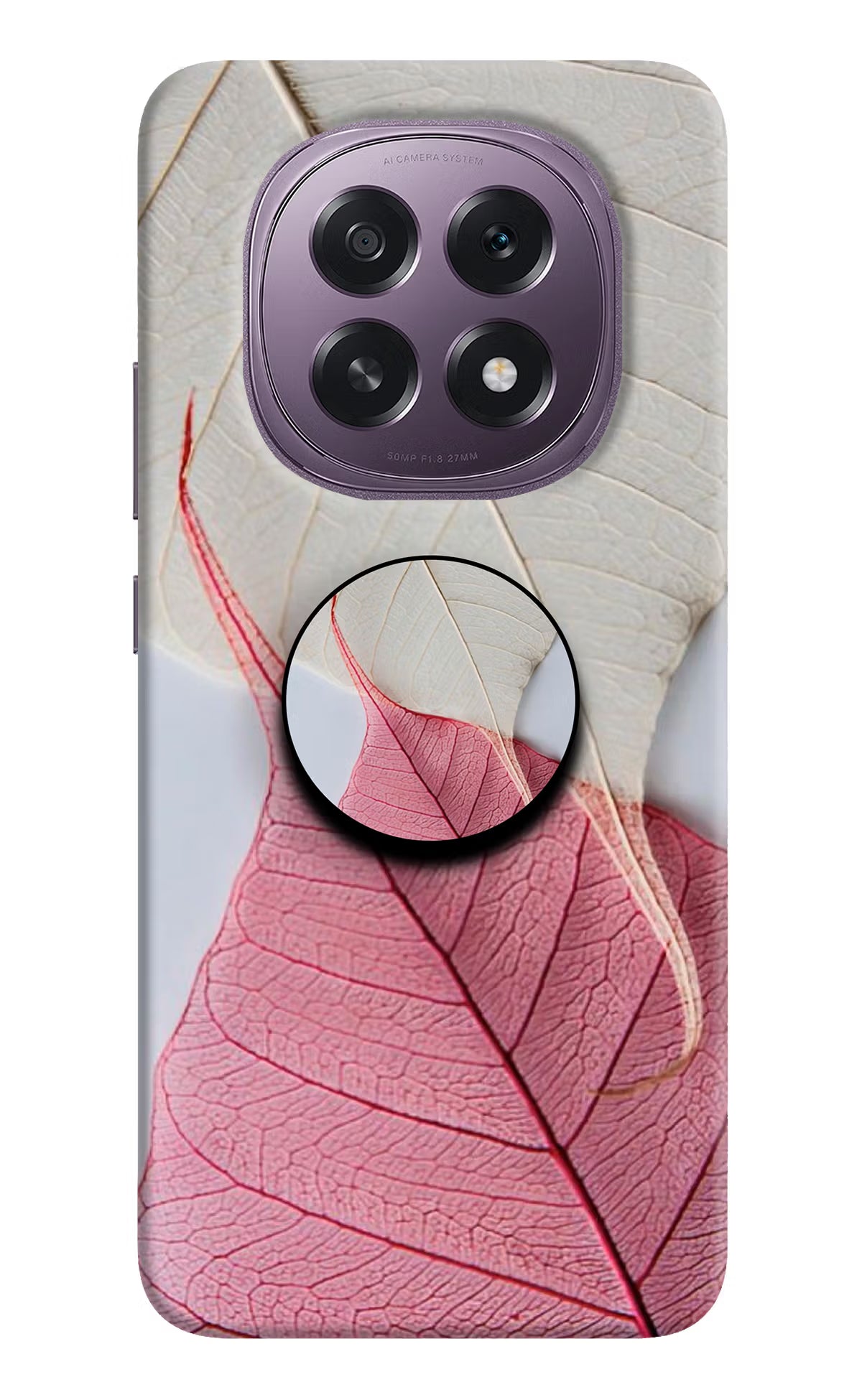 White Pink Leaf Oppo F29 5G Pop Case by Casekaro