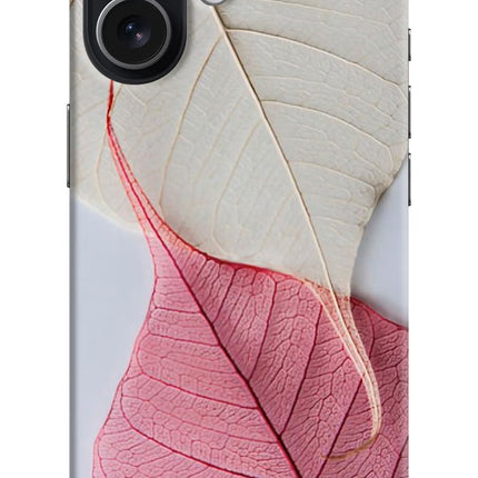 White Pink Leaf iPhone 17 Hard Case Back Cover by Casekaro