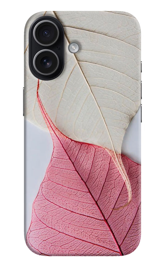 White Pink Leaf iPhone 17 Hard Case Back Cover by Casekaro