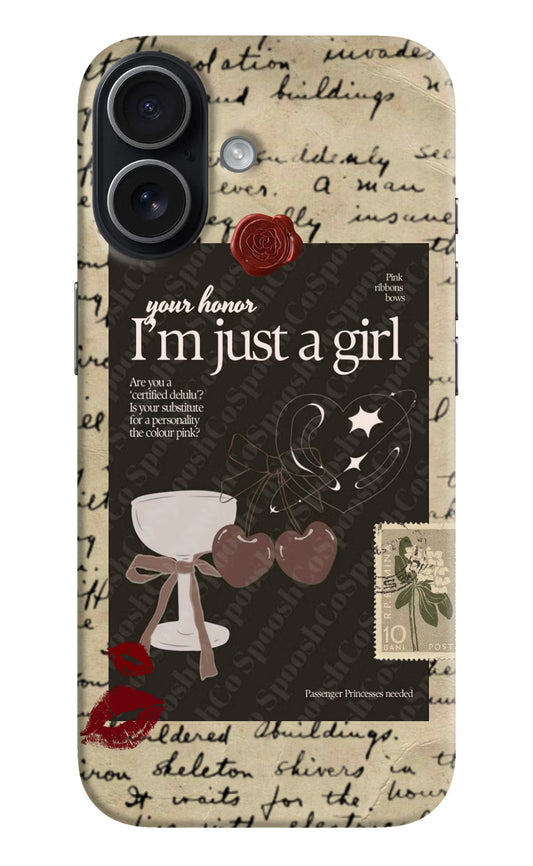 I am just a girl iPhone 17 Hard Case Back Cover by Casekaro