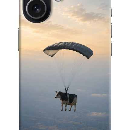Skydiving Cow iPhone 17 Hard Case Back Cover by Casekaro