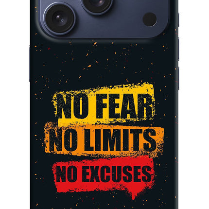 No Fear No Limits No Excuse iPhone 17 Pro Hard Case Back Cover by Casekaro