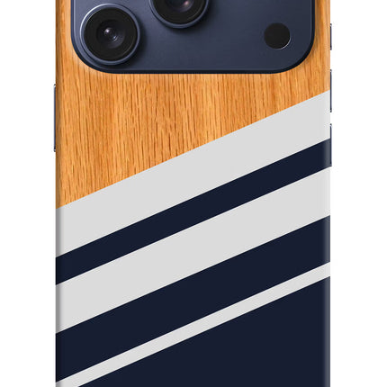 Blue and white wooden iPhone 17 Pro Hard Case Back Cover by Casekaro