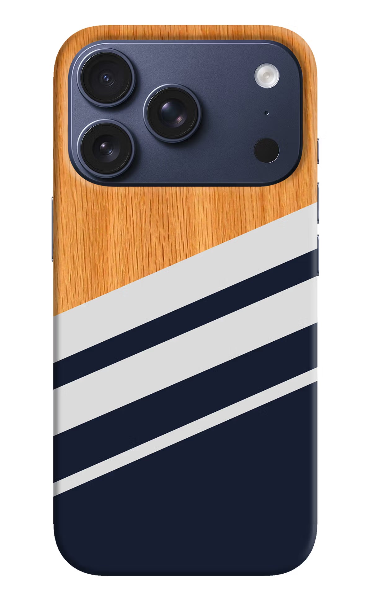 Blue and white wooden iPhone 17 Pro Hard Case Back Cover by Casekaro