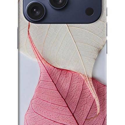 White Pink Leaf iPhone 17 Pro Hard Case Back Cover by Casekaro