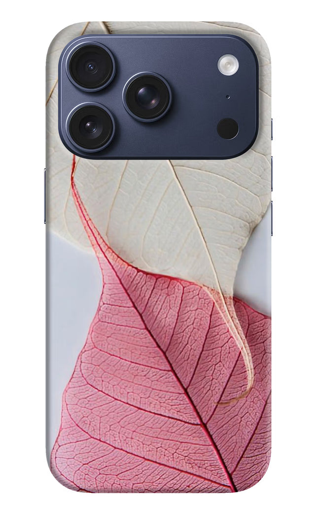 White Pink Leaf iPhone 17 Pro Hard Case Back Cover by Casekaro