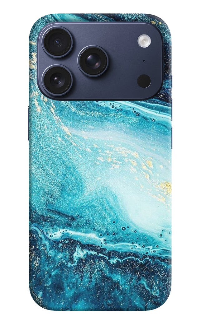 Blue Glitter Marble iPhone 17 Pro Hard Case Back Cover by Casekaro