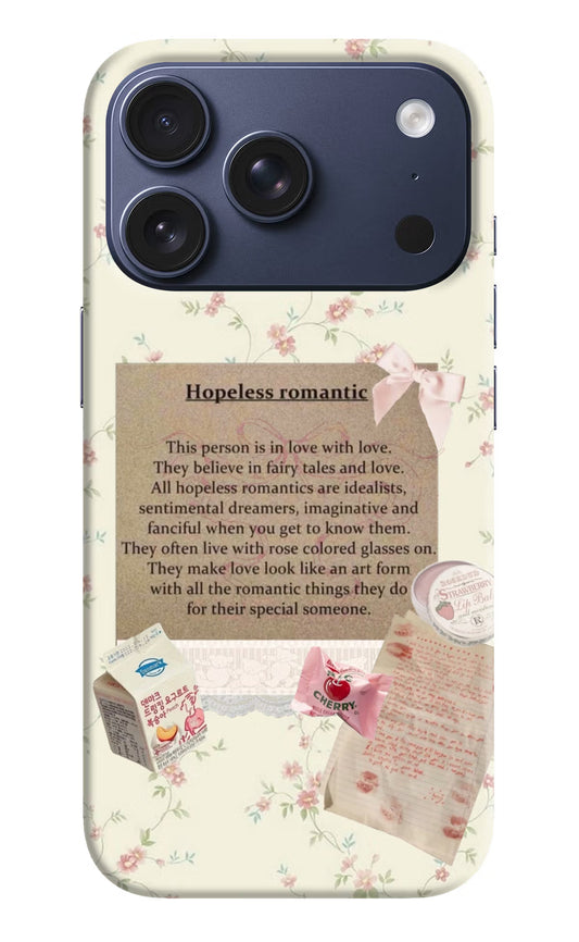 Hopeless Romantic iPhone 17 Pro Hard Case Back Cover by Casekaro