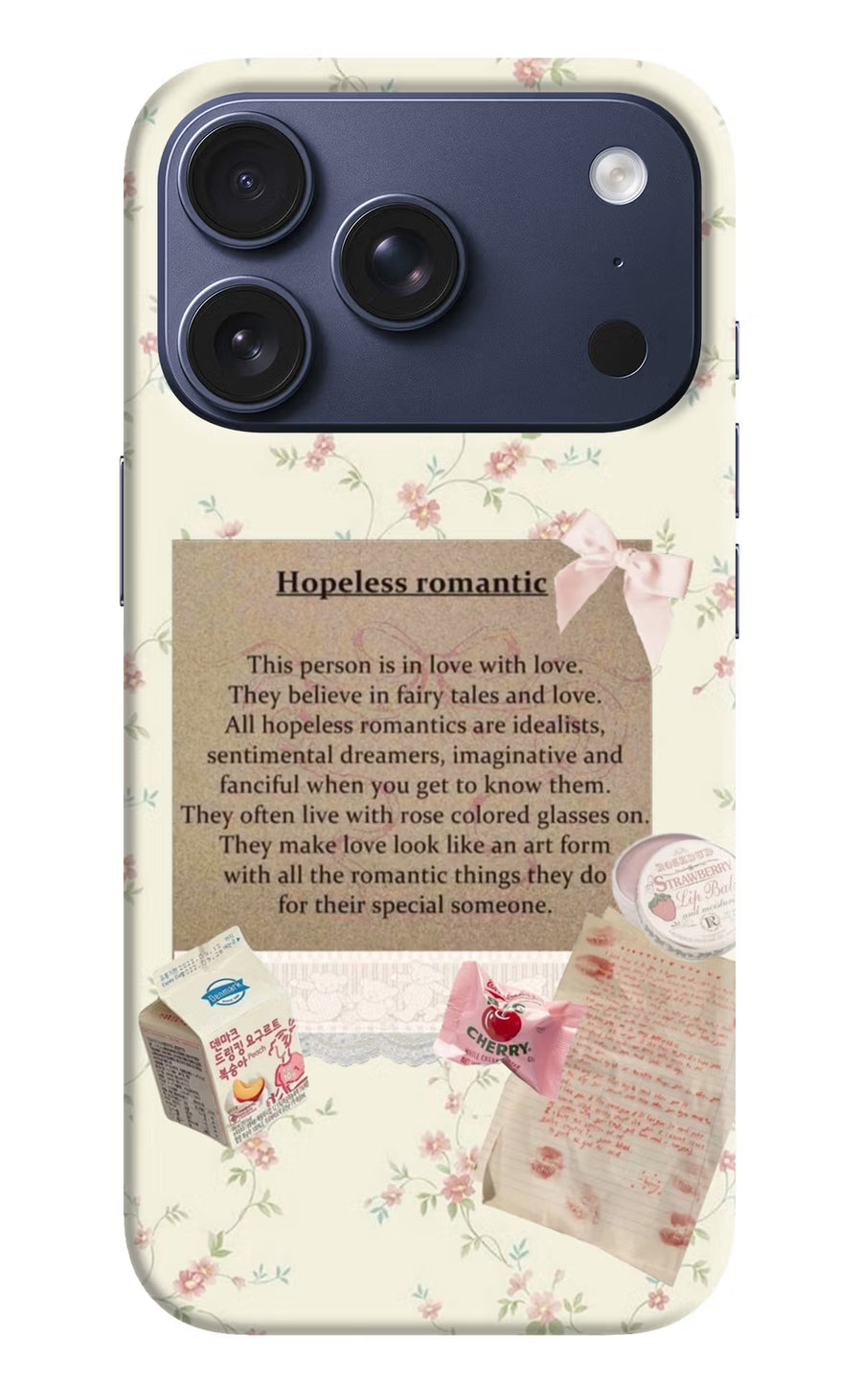 Hopeless Romantic iPhone 17 Pro Back Cover, Hard case