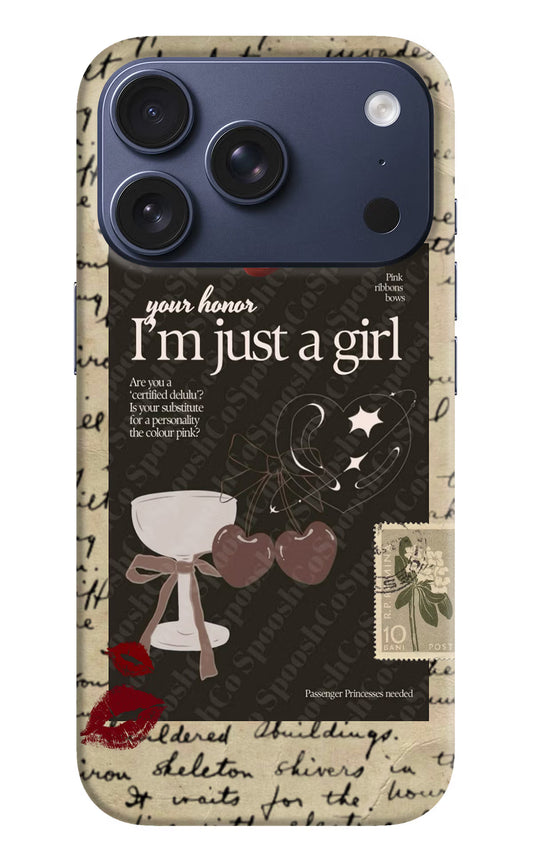 I am just a girl iPhone 17 Pro Hard Case Back Cover by Casekaro