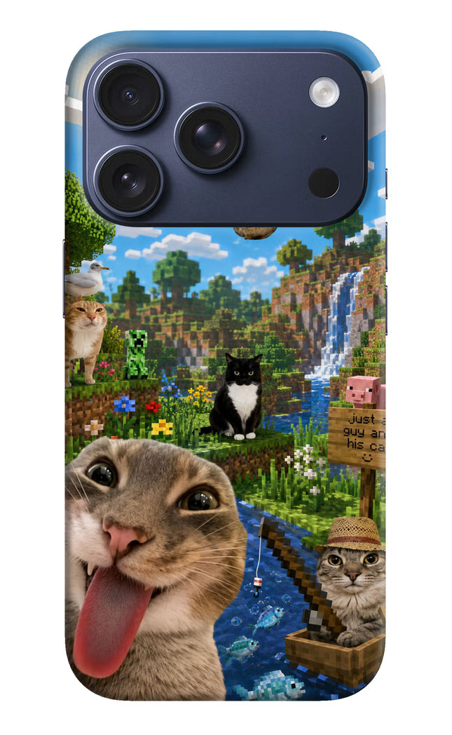 Minecraft Cat Chaos iPhone 17 Pro Hard Case Back Cover by Casekaro