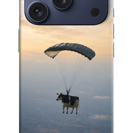 Skydiving Cow iPhone 17 Pro Hard Case Back Cover by Casekaro
