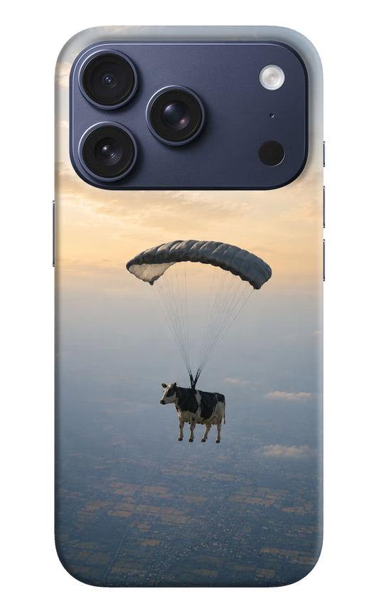 Skydiving Cow iPhone 17 Pro Hard Case Back Cover by Casekaro