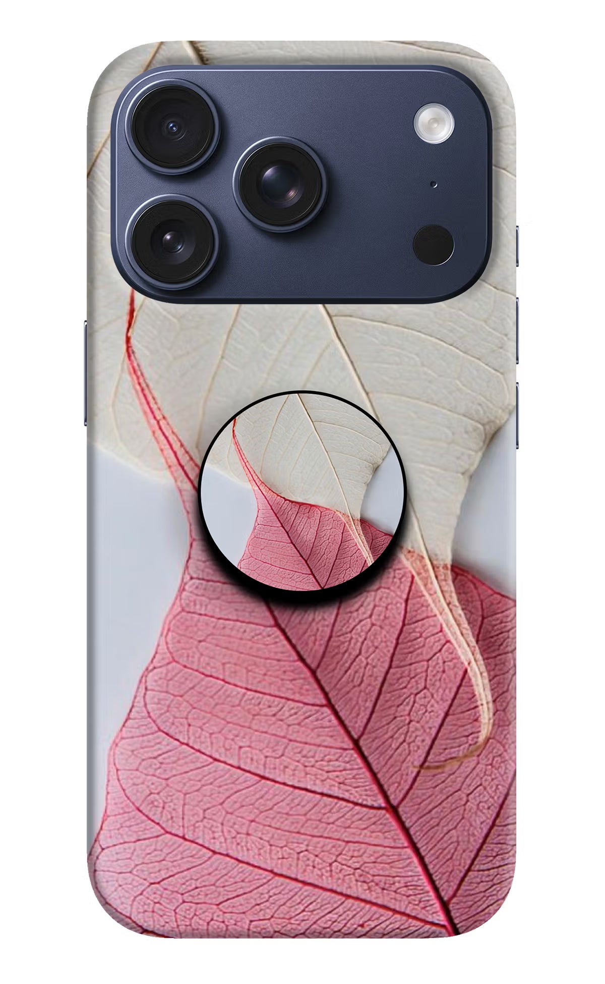 White Pink Leaf iPhone 17 Pro Pop Case by Casekaro