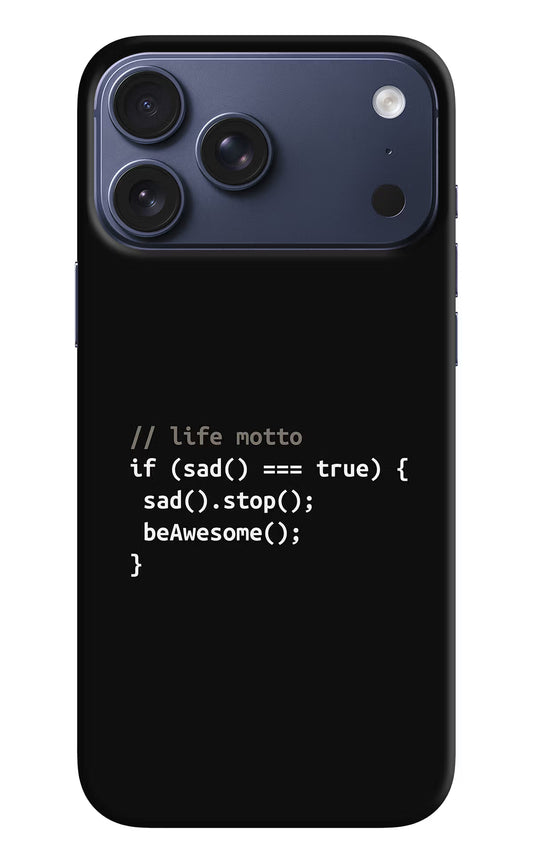 Life Motto Code iPhone 17 Pro Max Hard Case Back Cover by Casekaro