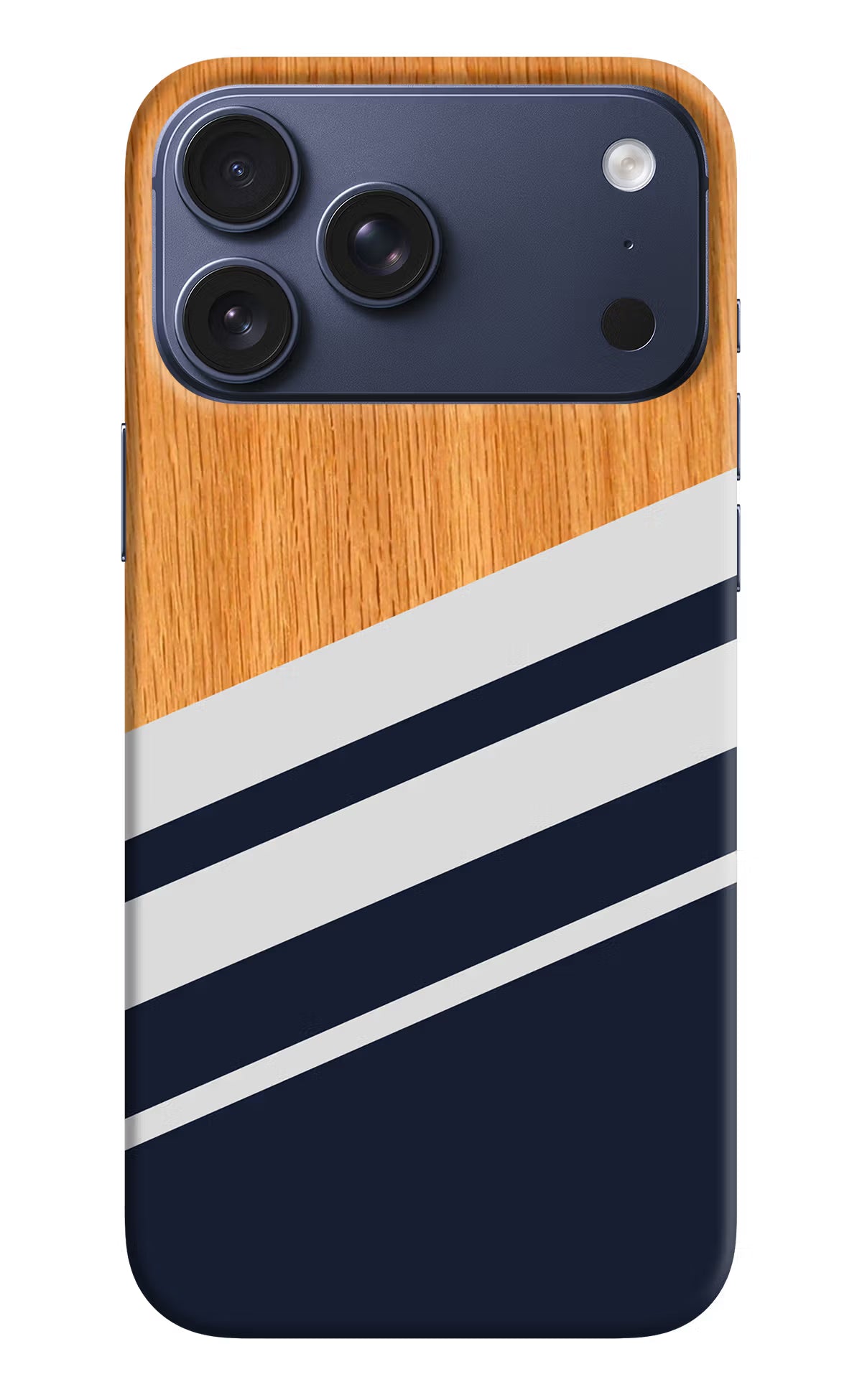 Blue and white wooden iPhone 17 Pro Max Hard Case Back Cover by Casekaro