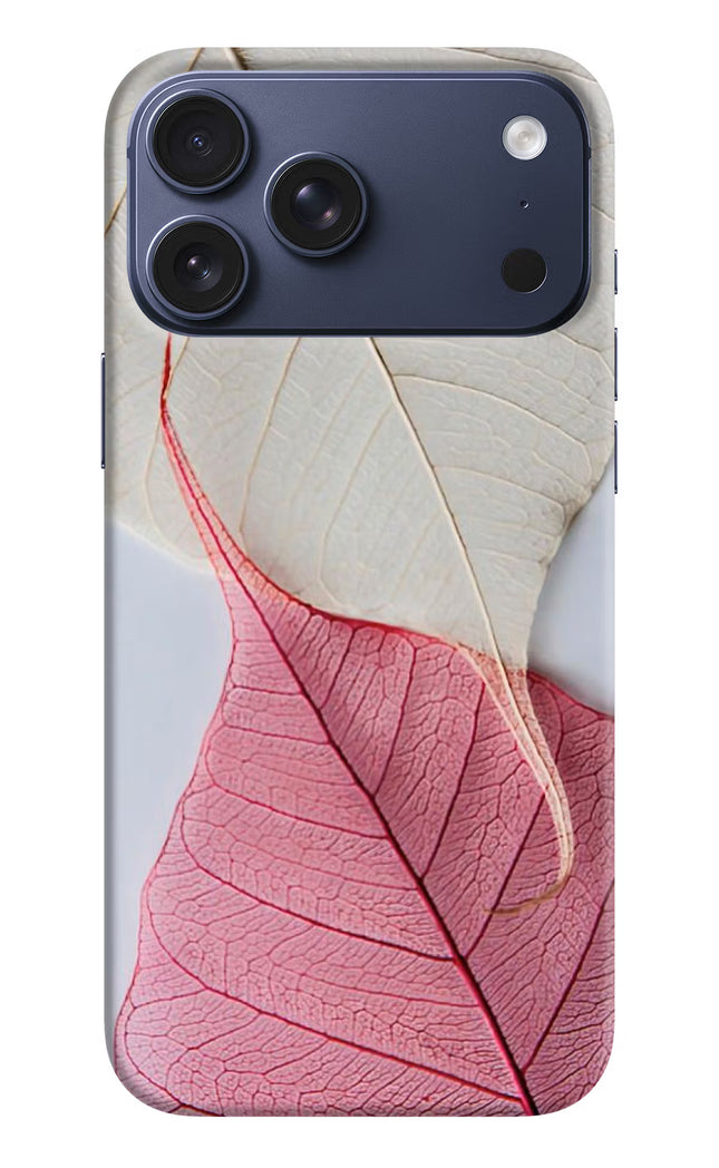 White Pink Leaf iPhone 17 Pro Max Hard Case Back Cover by Casekaro