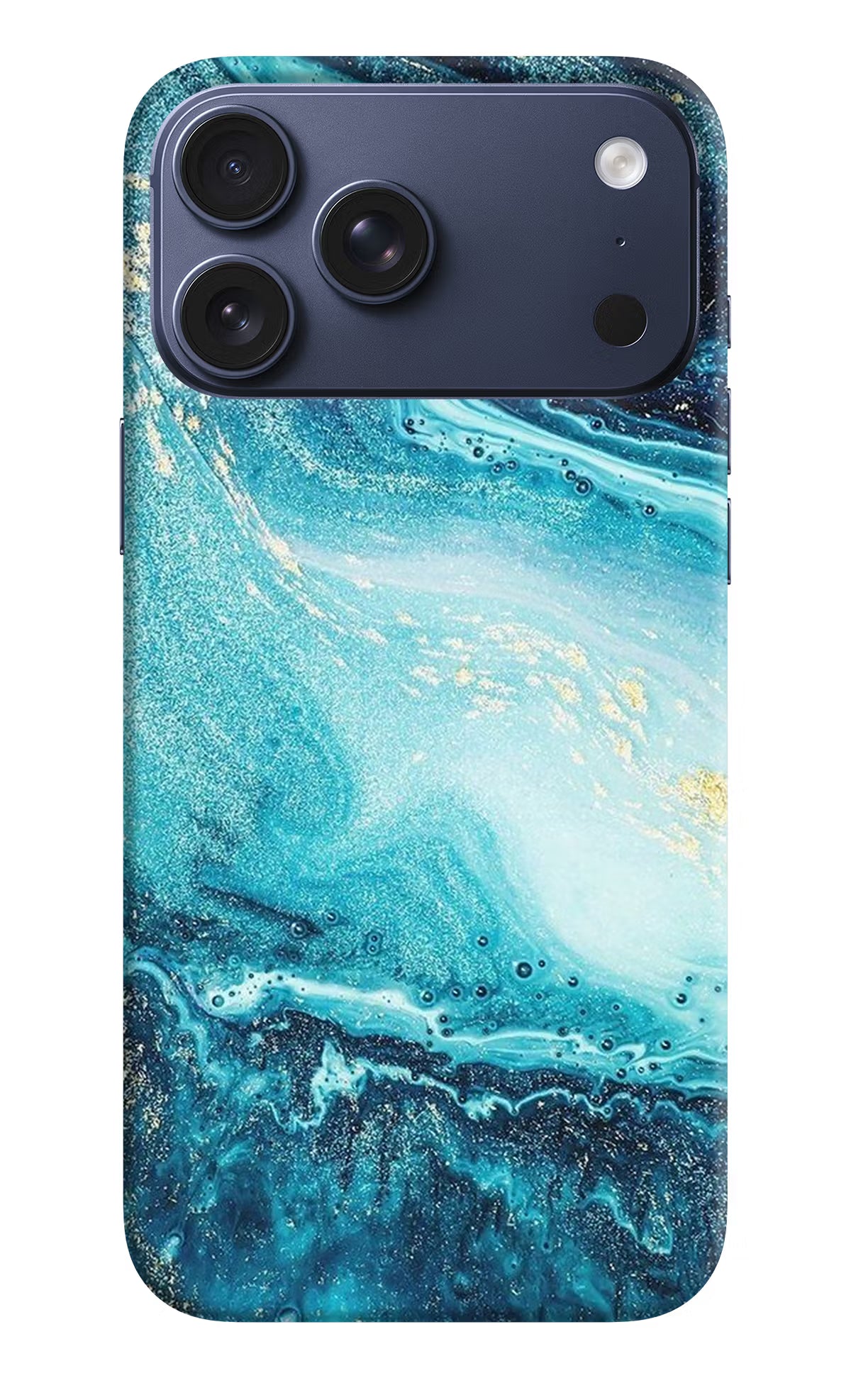 Blue Glitter Marble iPhone 17 Pro Max Hard Case Back Cover by Casekaro