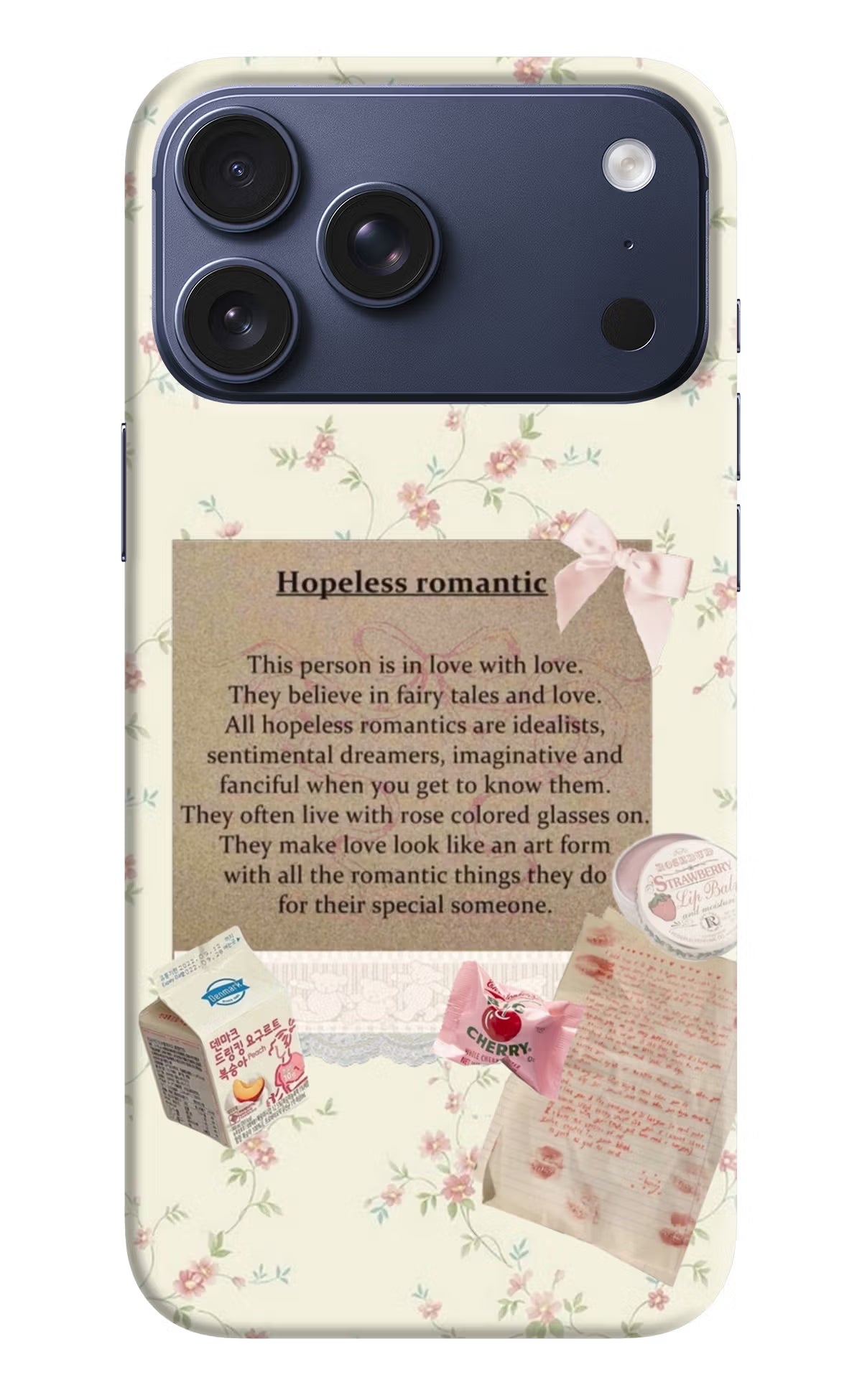 Hopeless Romantic iPhone 17 Pro Max Hard Case Back Cover by Casekaro