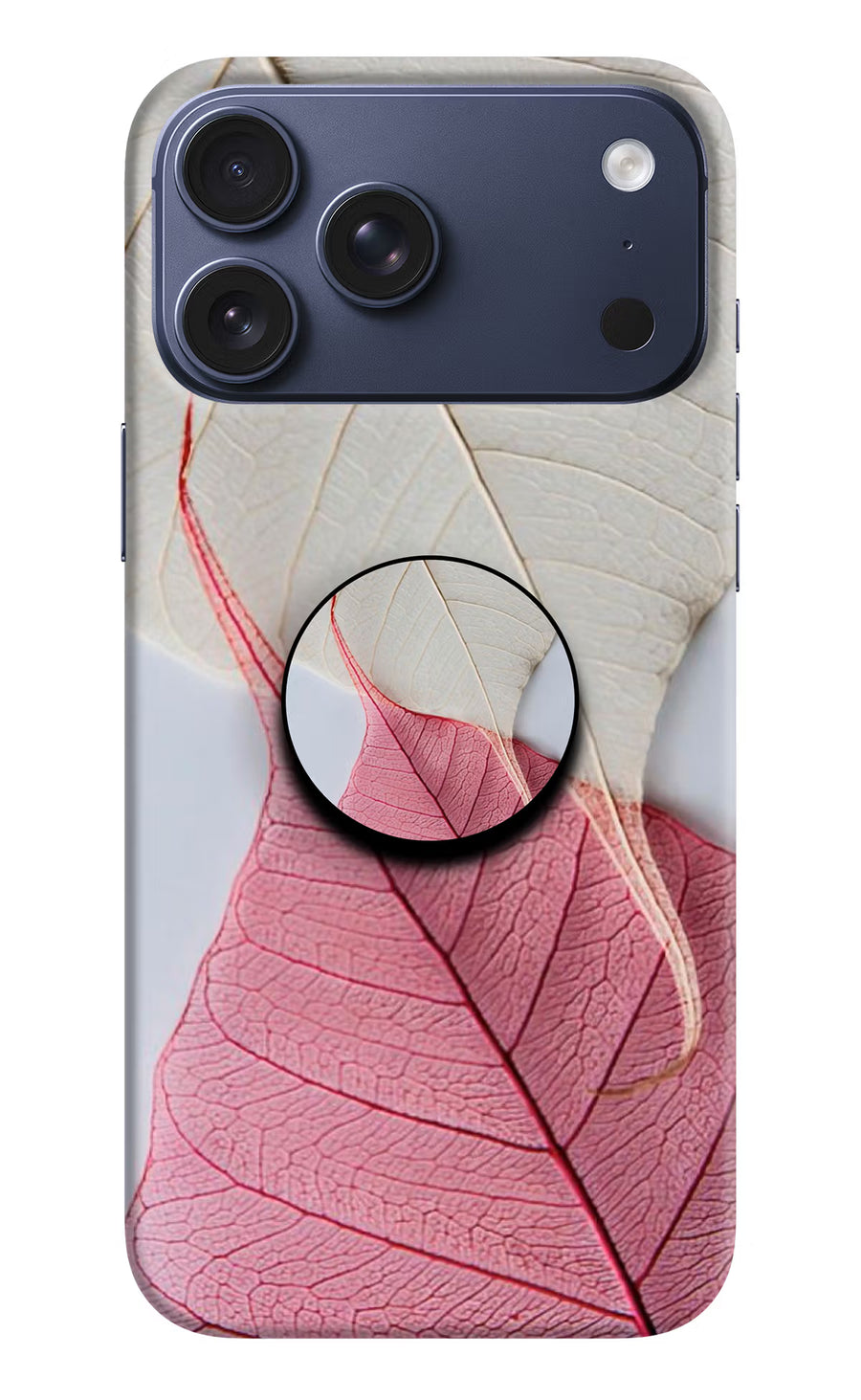 White Pink Leaf iPhone 17 Pro Max Pop Case, Hard case