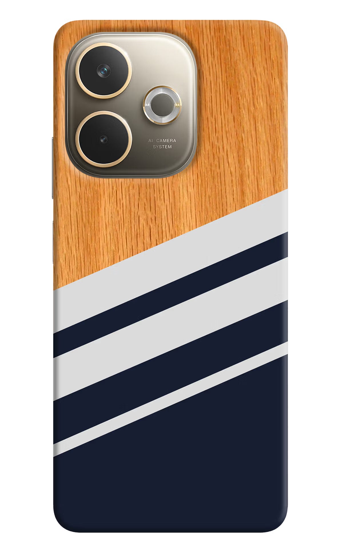 Blue and white wooden Oppo A5 Pro 5G Hard Case Back Cover by Casekaro