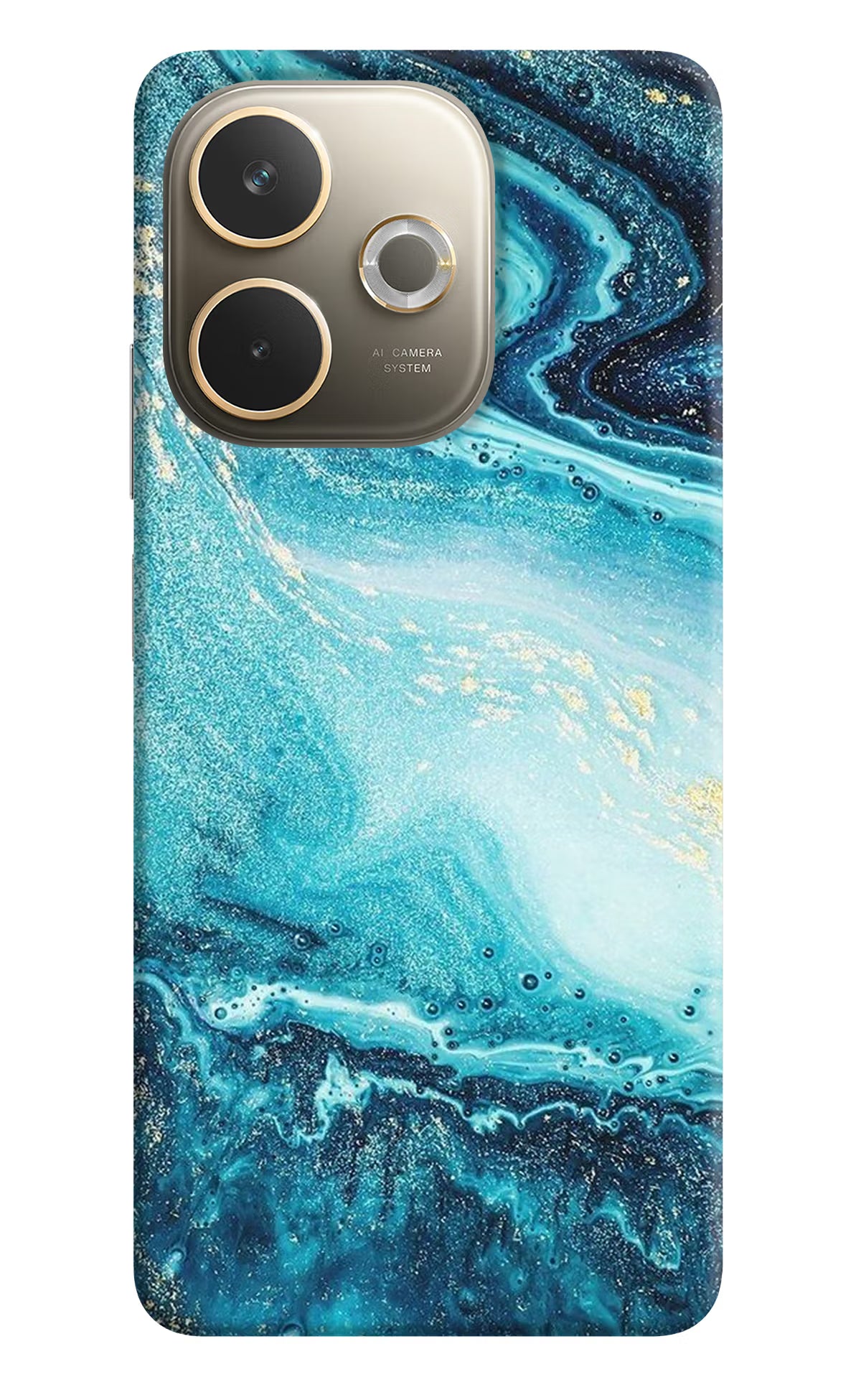 Blue Glitter Marble Oppo A5 Pro 5G Hard Case Back Cover by Casekaro