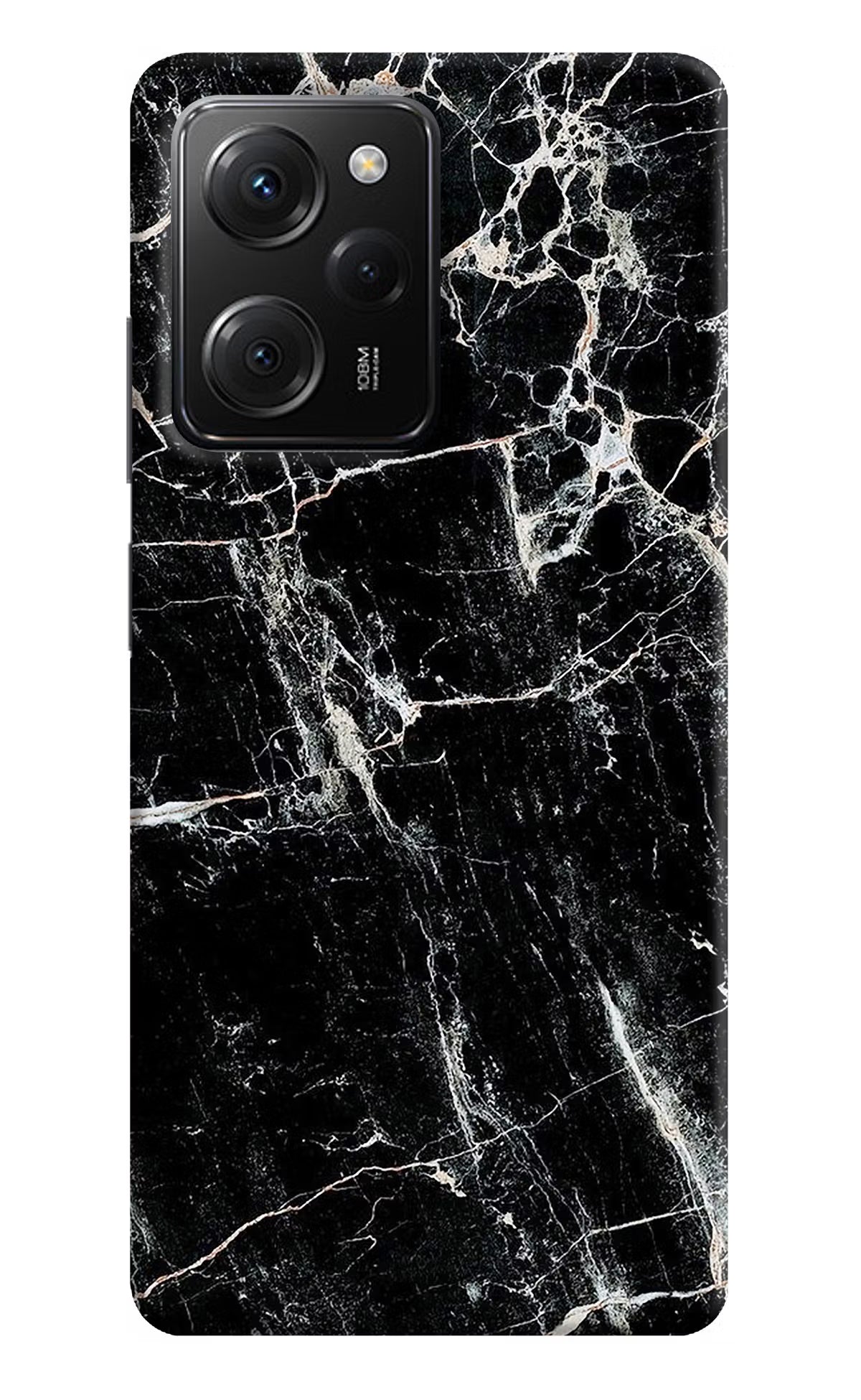 Black Marble Texture Poco X5 Pro 5G Hard Case Back Cover by Casekaro