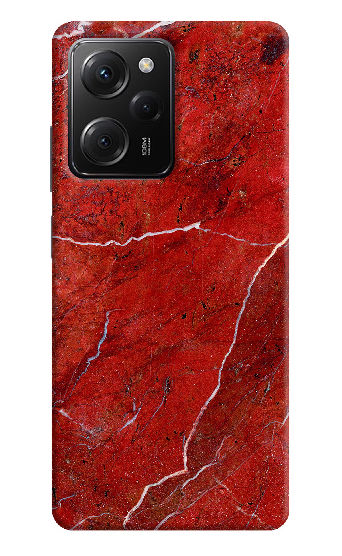 Red Marble Design Poco X5 Pro 5G Hard Case Back Cover by Casekaro