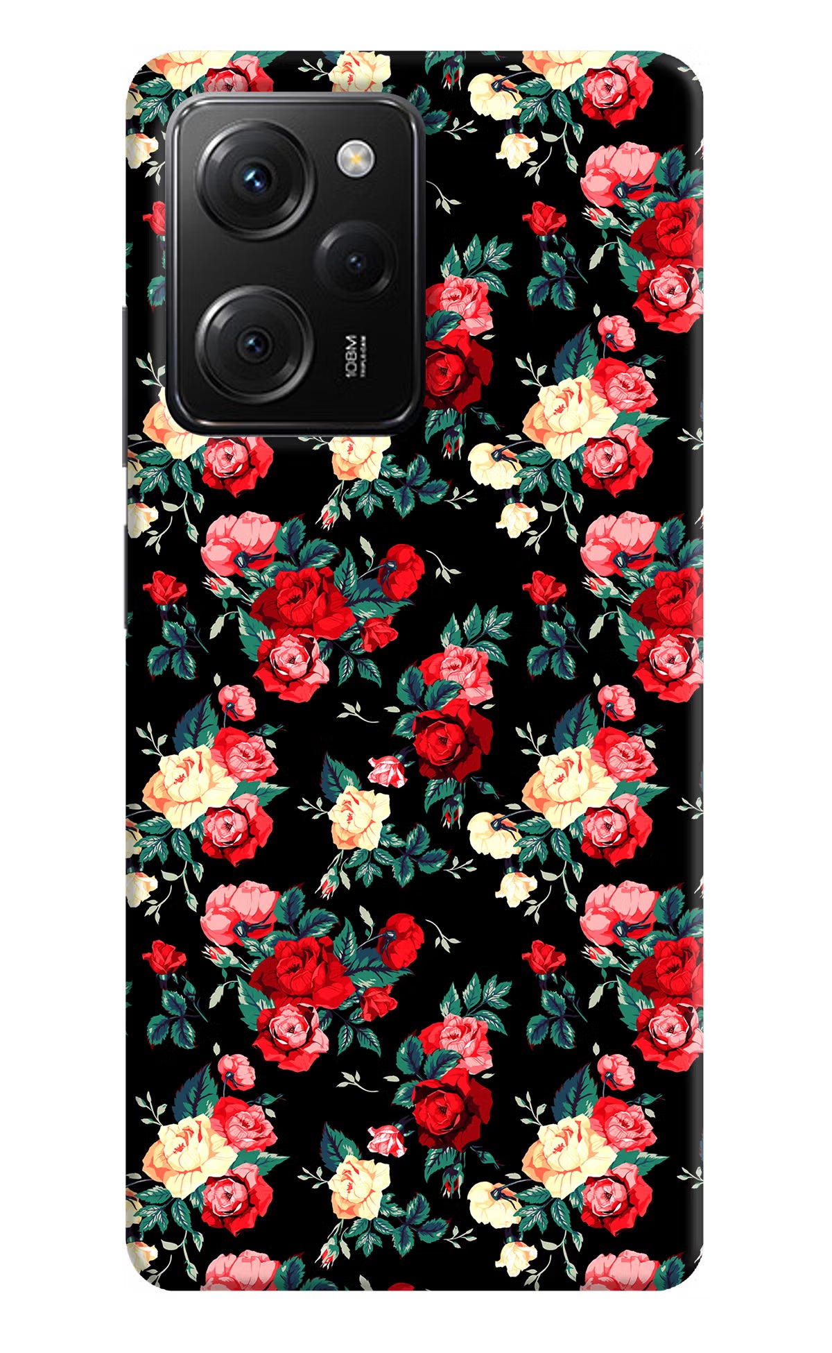 Rose Pattern Poco X5 Pro 5G Hard Case Back Cover by Casekaro