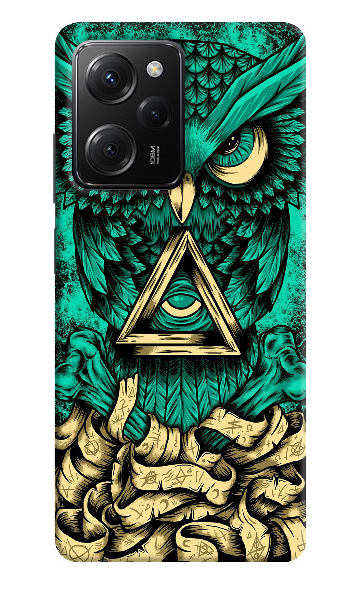 Green Owl Poco X5 Pro 5G Hard Case Back Cover by Casekaro