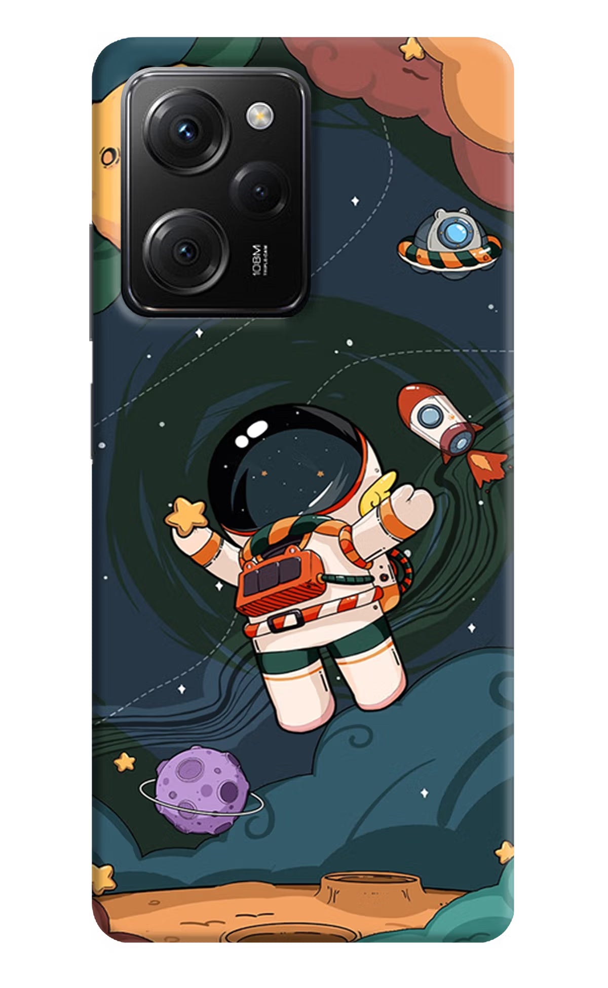 Cartoon Astronaut Poco X5 Pro 5G Hard Case Back Cover by Casekaro