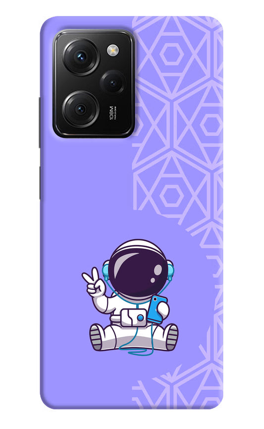 Cute Astronaut Chilling Poco X5 Pro 5G Hard Case Back Cover by Casekaro