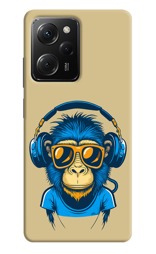 Monkey Headphone Poco X5 Pro 5G Hard Case Back Cover by Casekaro