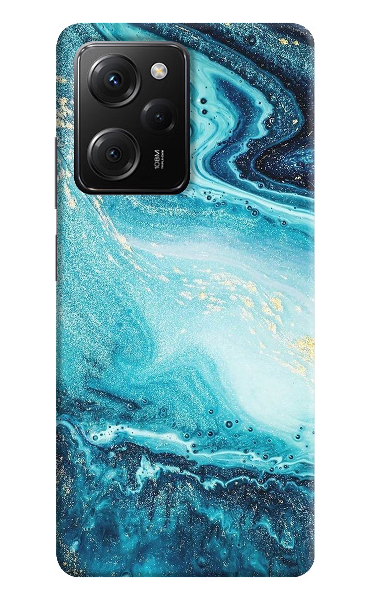 Blue Glitter Marble Poco X5 Pro 5G Hard Case Back Cover by Casekaro