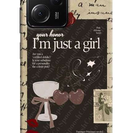 I am just a girl Poco X5 Pro 5G Hard Case Back Cover by Casekaro