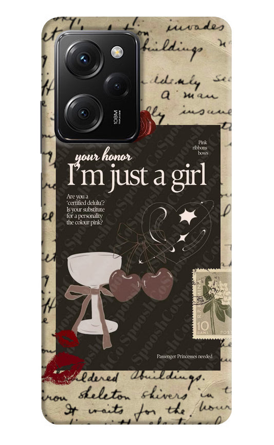 I am just a girl Poco X5 Pro 5G Hard Case Back Cover by Casekaro