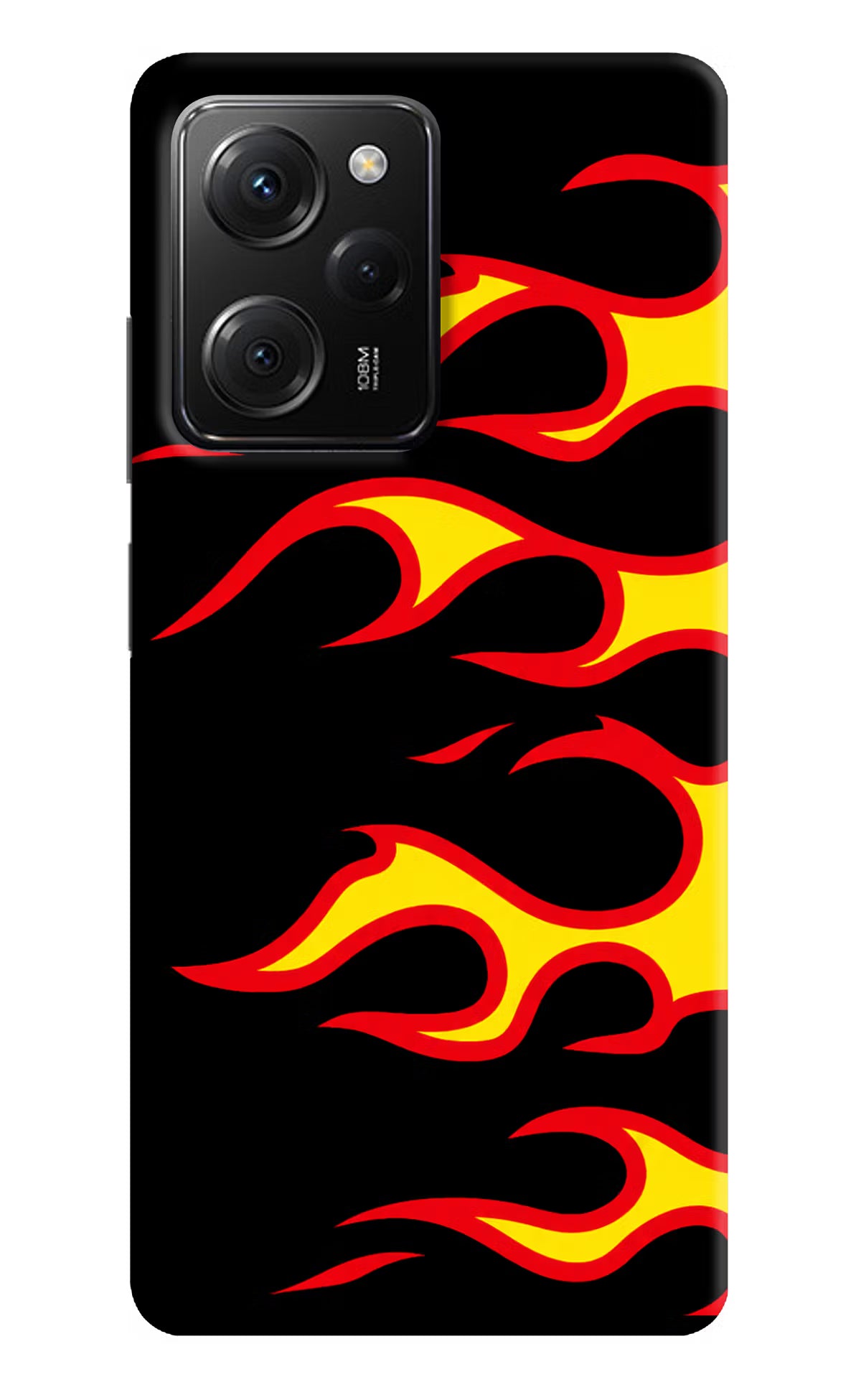 Side Sweep Flames Poco X5 Pro 5G Hard Case Back Cover by Casekaro