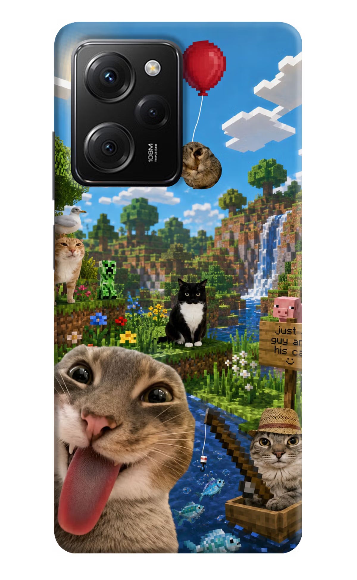 Minecraft Cat Chaos Poco X5 Pro 5G Hard Case Back Cover by Casekaro