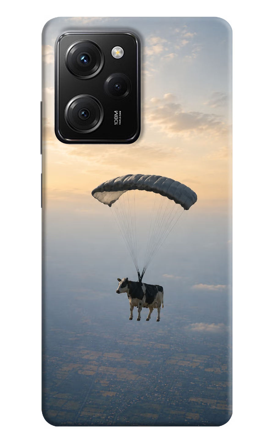Skydiving Cow Poco X5 Pro 5G Back Cover, Hard case