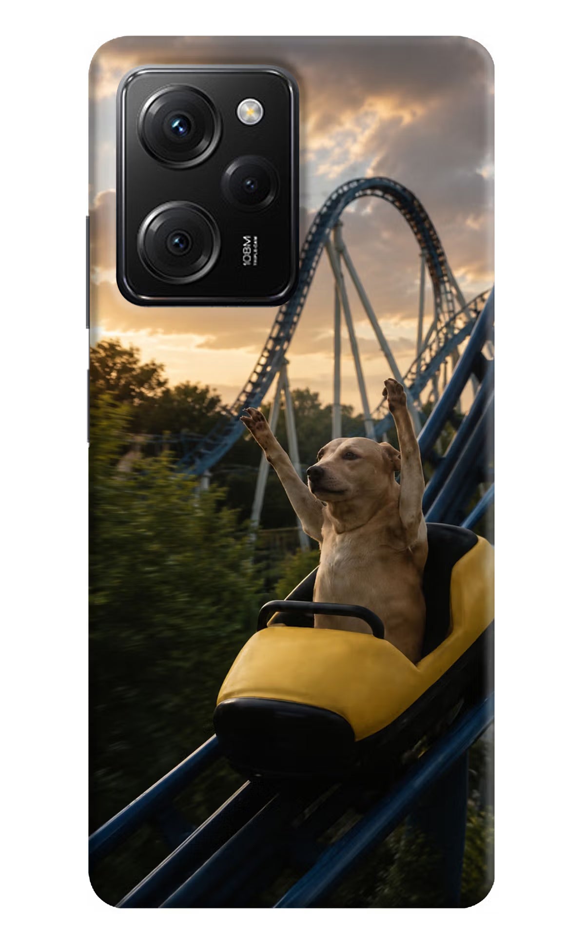 Rollercoaster Dog Poco X5 Pro 5G Hard Case Back Cover by Casekaro