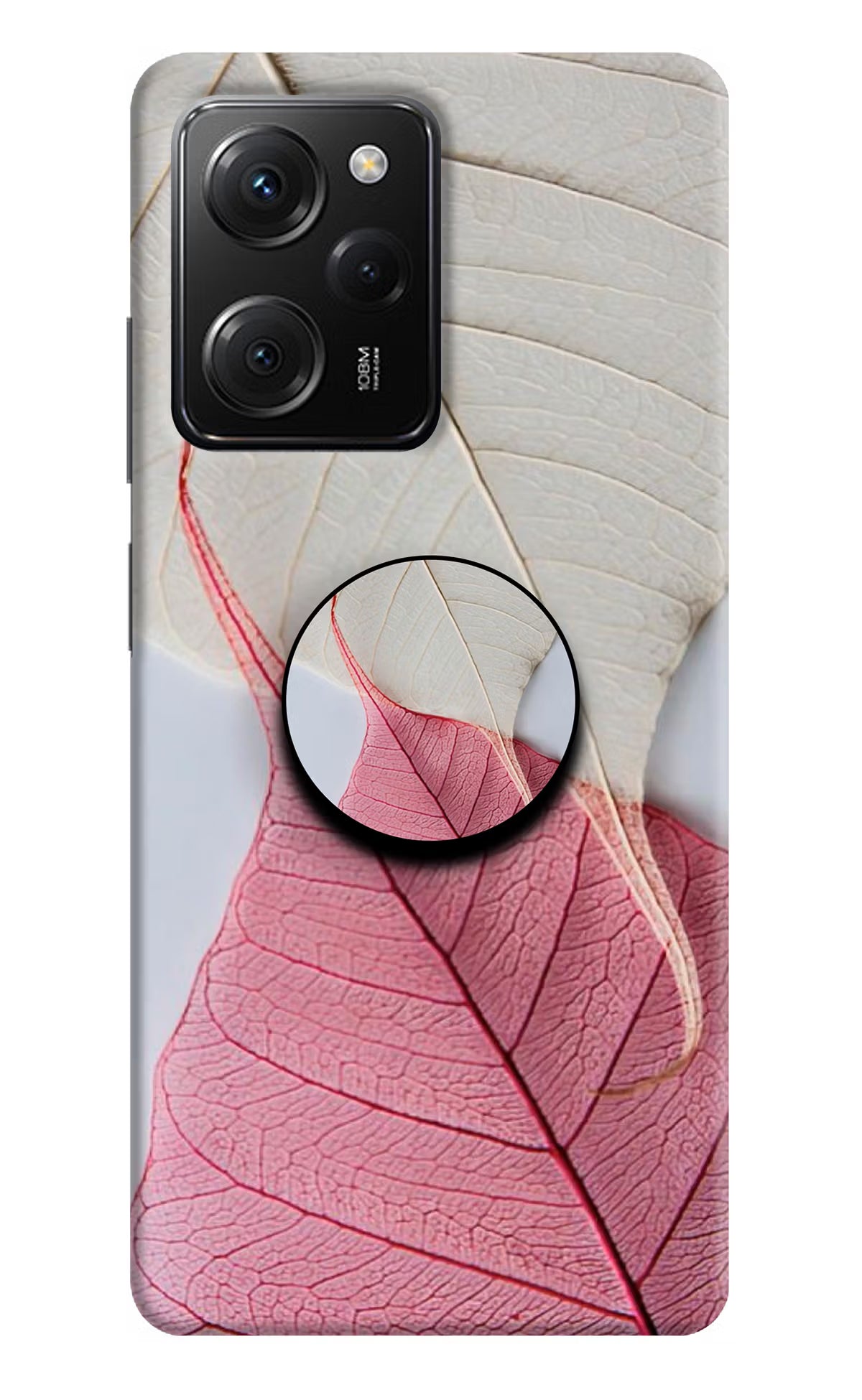 White Pink Leaf Poco X5 Pro 5G Pop Case by Casekaro